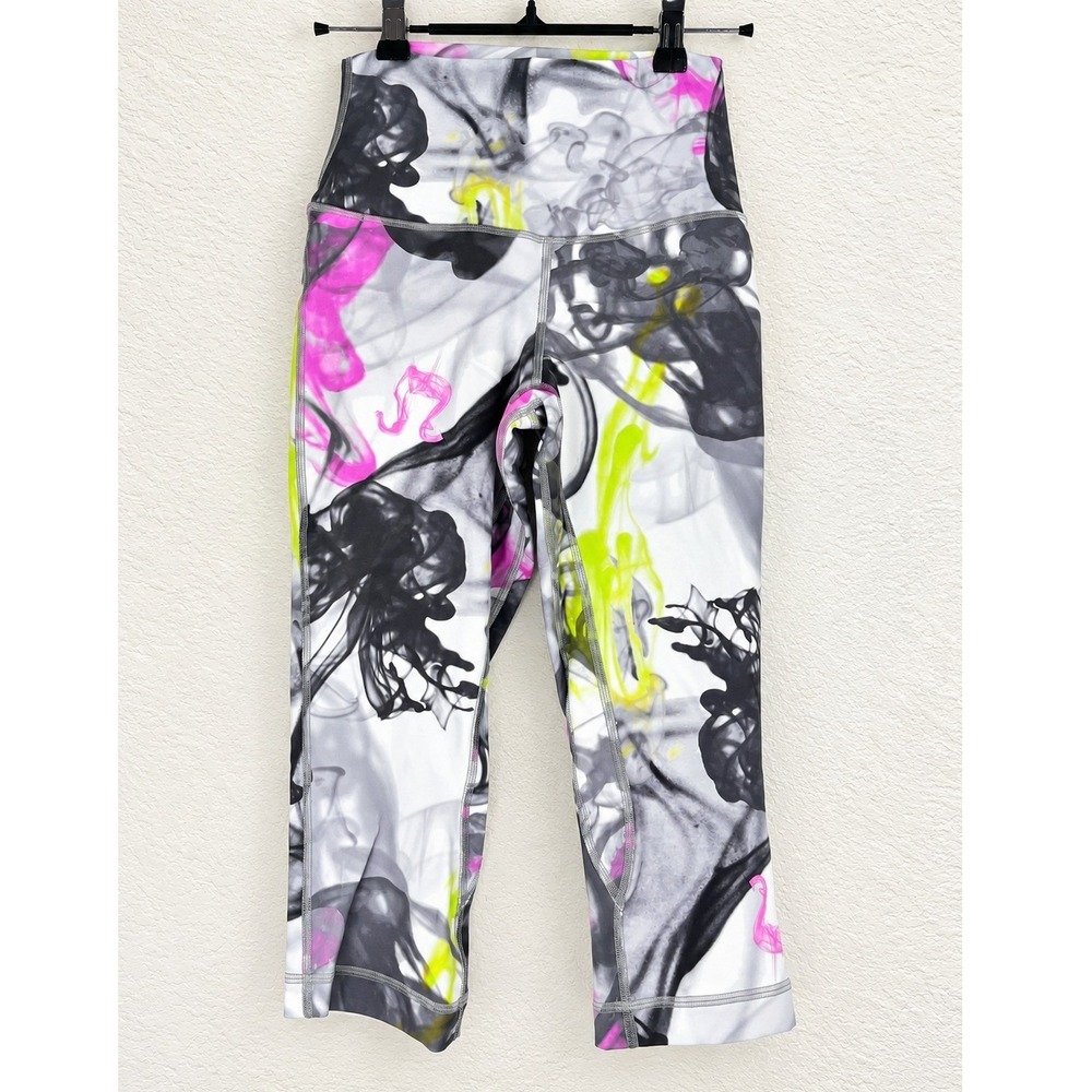 NWT Lululemon Throwback Align HR Crop 17" Leggings Size 4 Gray Pink Green